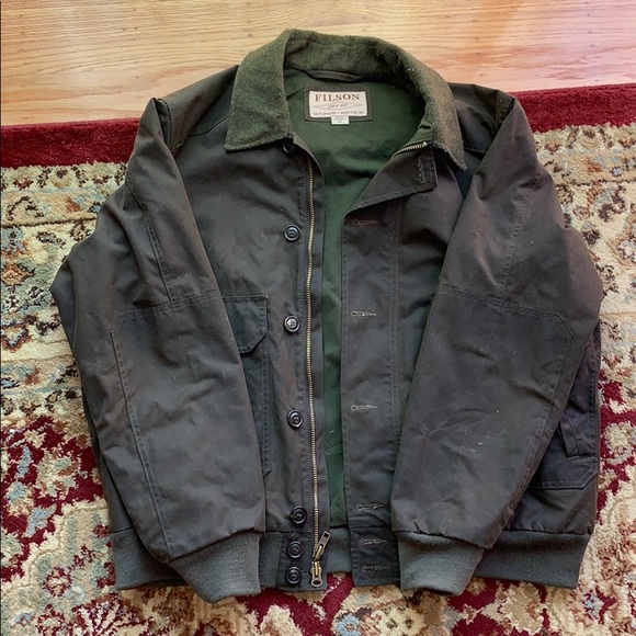 FILSON - RANGER OIL CLOTH BOMBER - OCRA GREY XXL - Picture 2 of 3